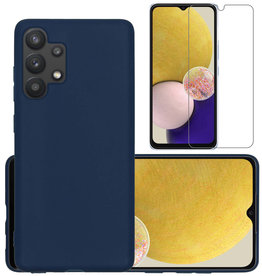 NoXx NoXx Samsung Galaxy A13 4G Hoesje Siliconen Met Screenprotector - Donkerblauw