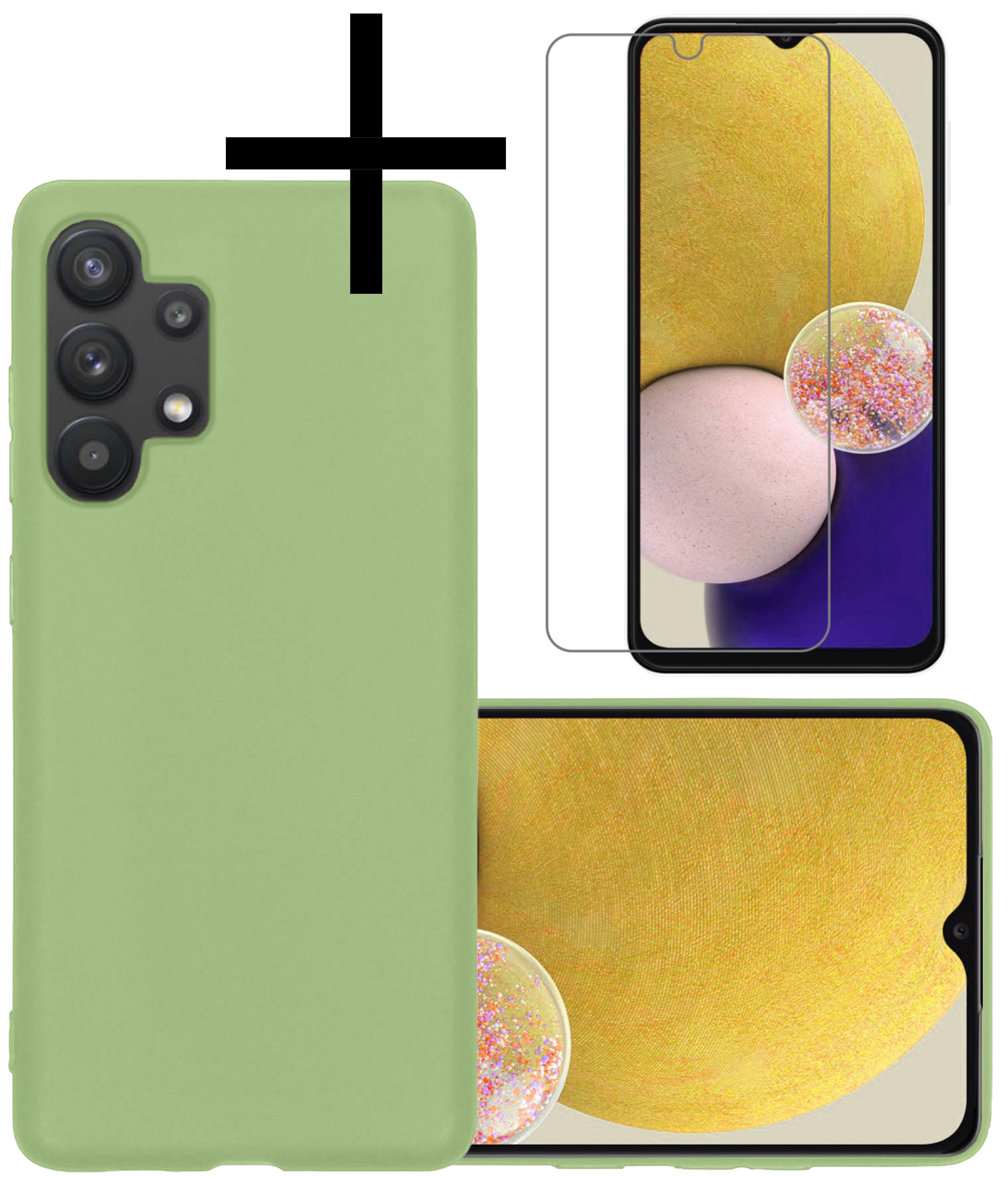 Samsung Galaxy A13 4G Hoesje Back Cover Siliconen Case Hoes Met Screenprotector - Groen
