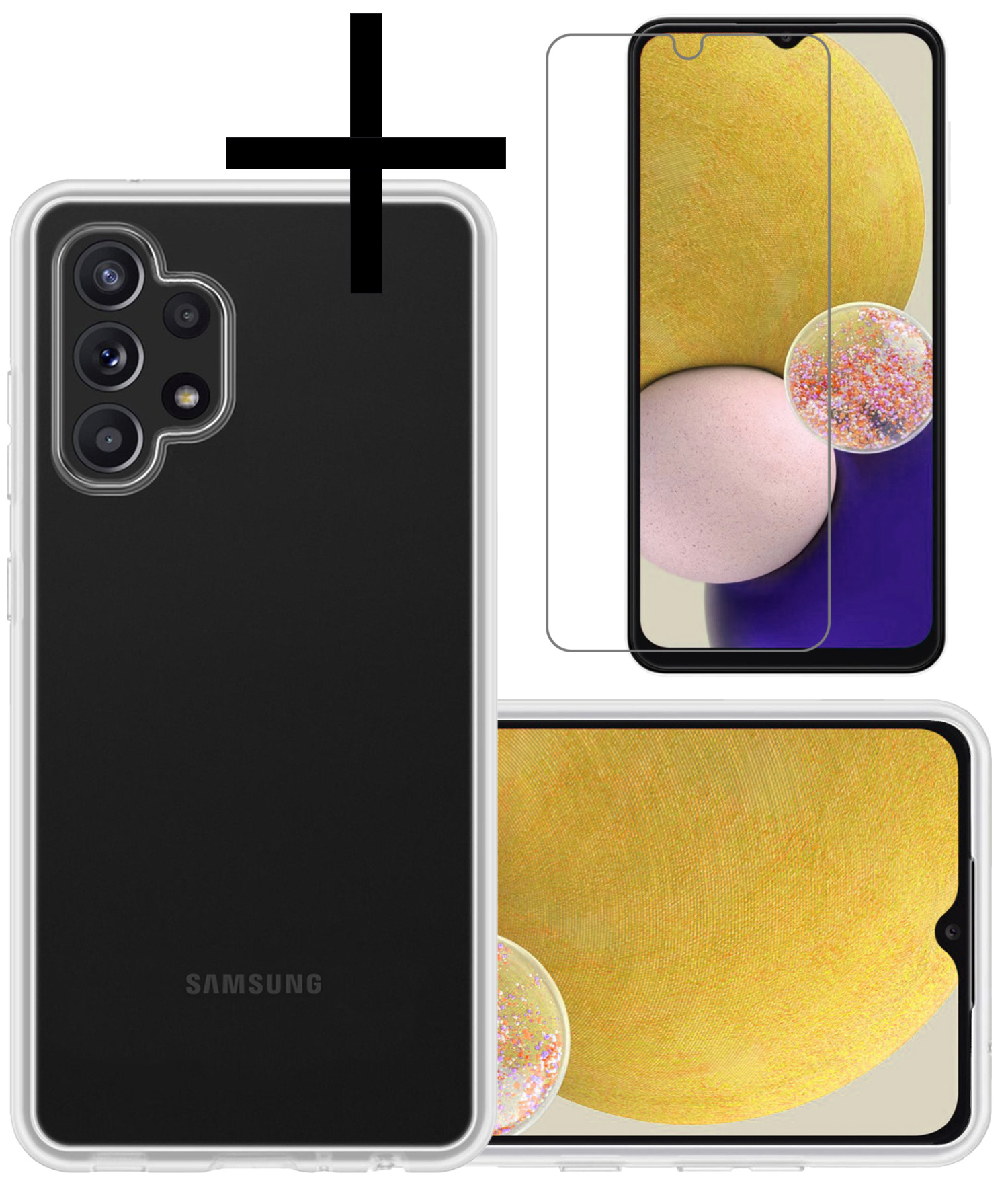 NoXx Hoes Geschikt voor Samsung A13 4G Hoesje Cover Siliconen Back Case Hoes Met Screenprotector - Transparant