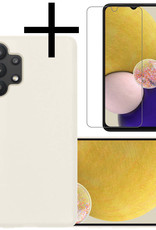 NoXx Hoes Geschikt voor Samsung A13 4G Hoesje Cover Siliconen Back Case Hoes Met Screenprotector - Wit