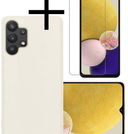 NoXx NoXx Samsung Galaxy A13 4G Hoesje Siliconen Met Screenprotector - Wit