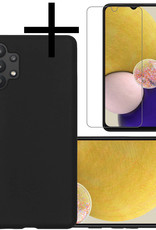 NoXx Hoes Geschikt voor Samsung A13 4G Hoesje Cover Siliconen Back Case Hoes Met Screenprotector - Zwart