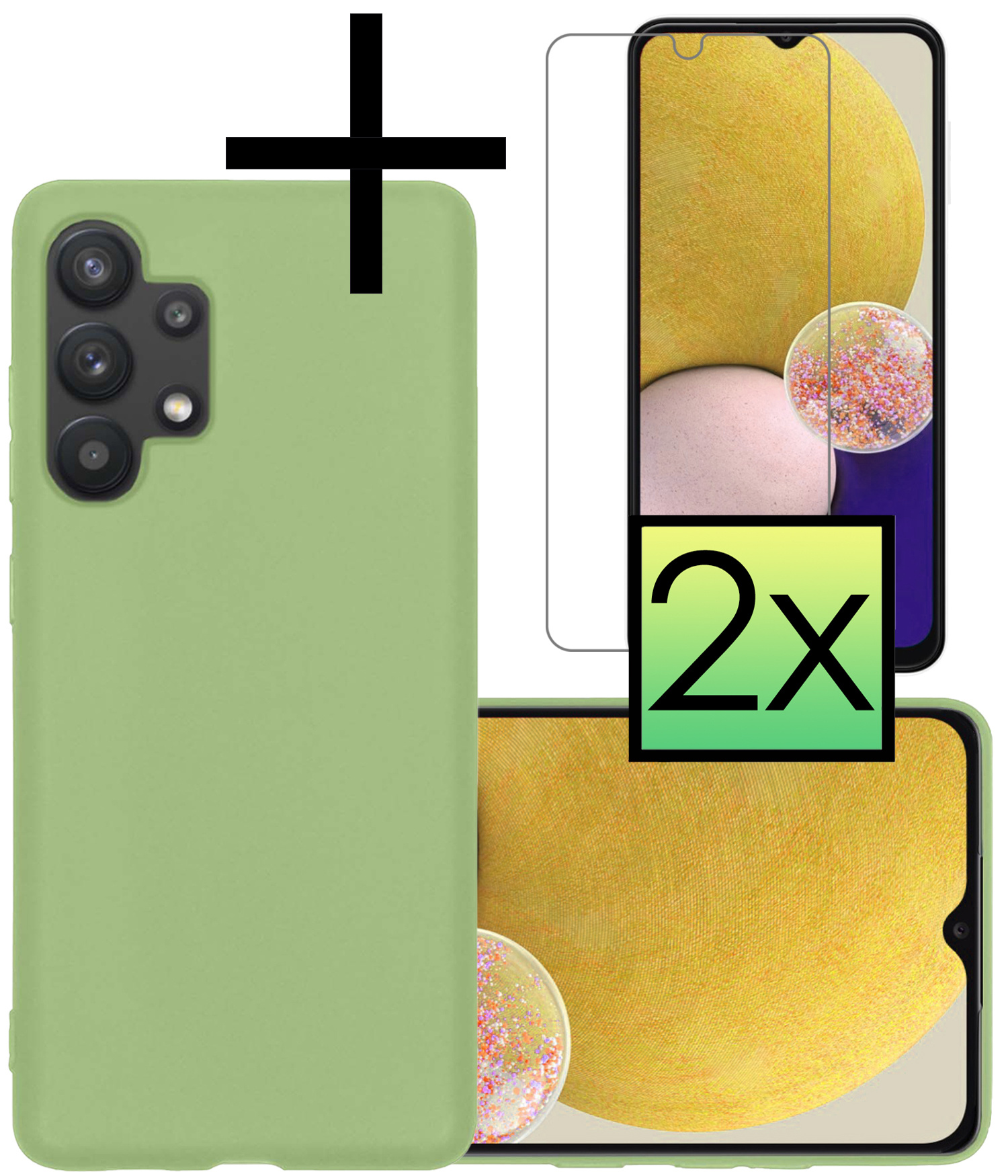 NoXx Hoes Geschikt voor Samsung A13 4G Hoesje Cover Siliconen Back Case Hoes Met 2x Screenprotector - Groen