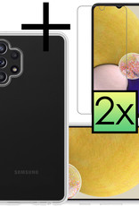 NoXx Hoes Geschikt voor Samsung A13 4G Hoesje Cover Siliconen Back Case Hoes Met 2x Screenprotector - Transparant