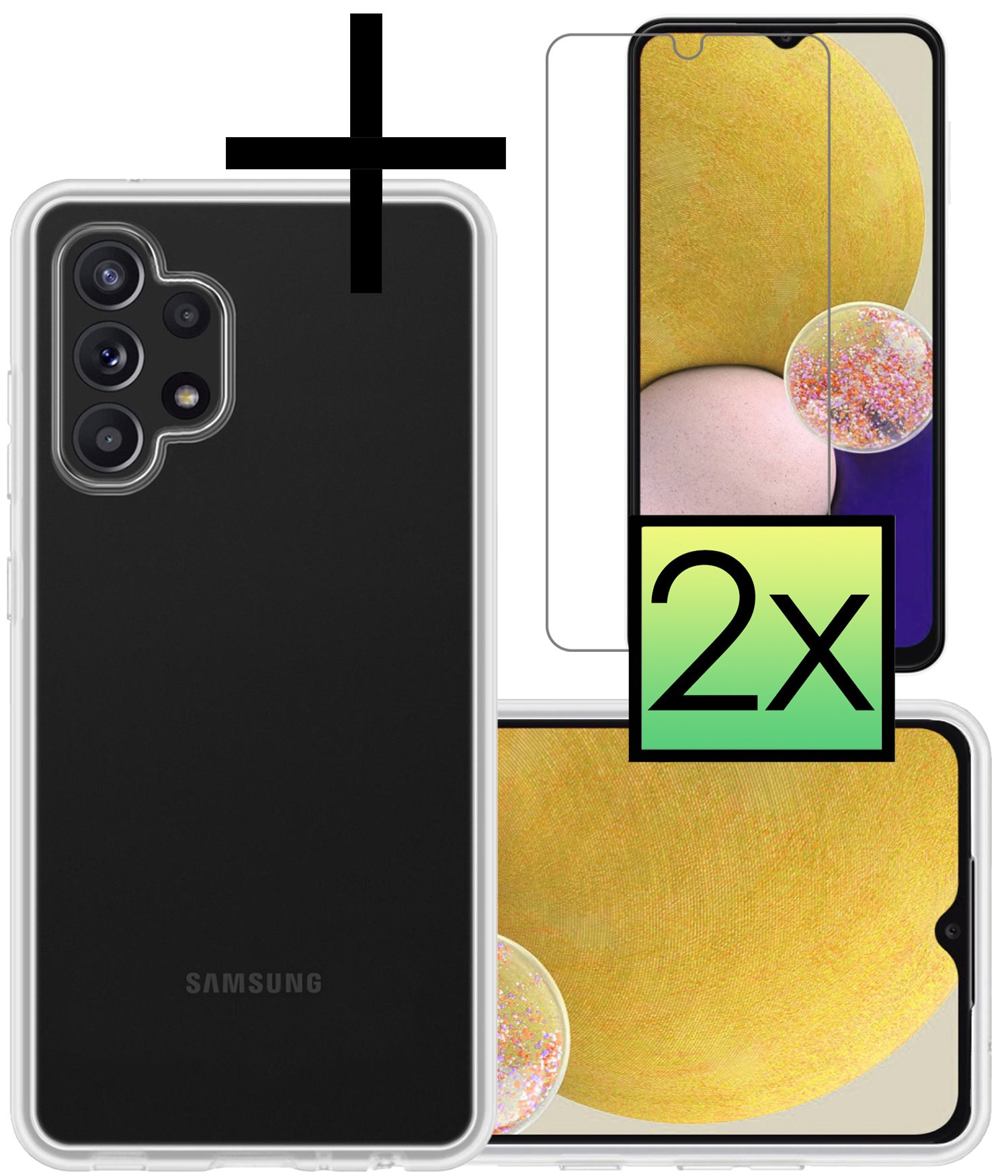 Samsung Galaxy A13 4G Hoesje Back Cover Siliconen Case Hoes Met 2x Screenprotector - Transparant