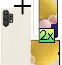 NoXx NoXx Samsung Galaxy A13 4G Hoesje Siliconen Met 2x Screenprotector - Wit
