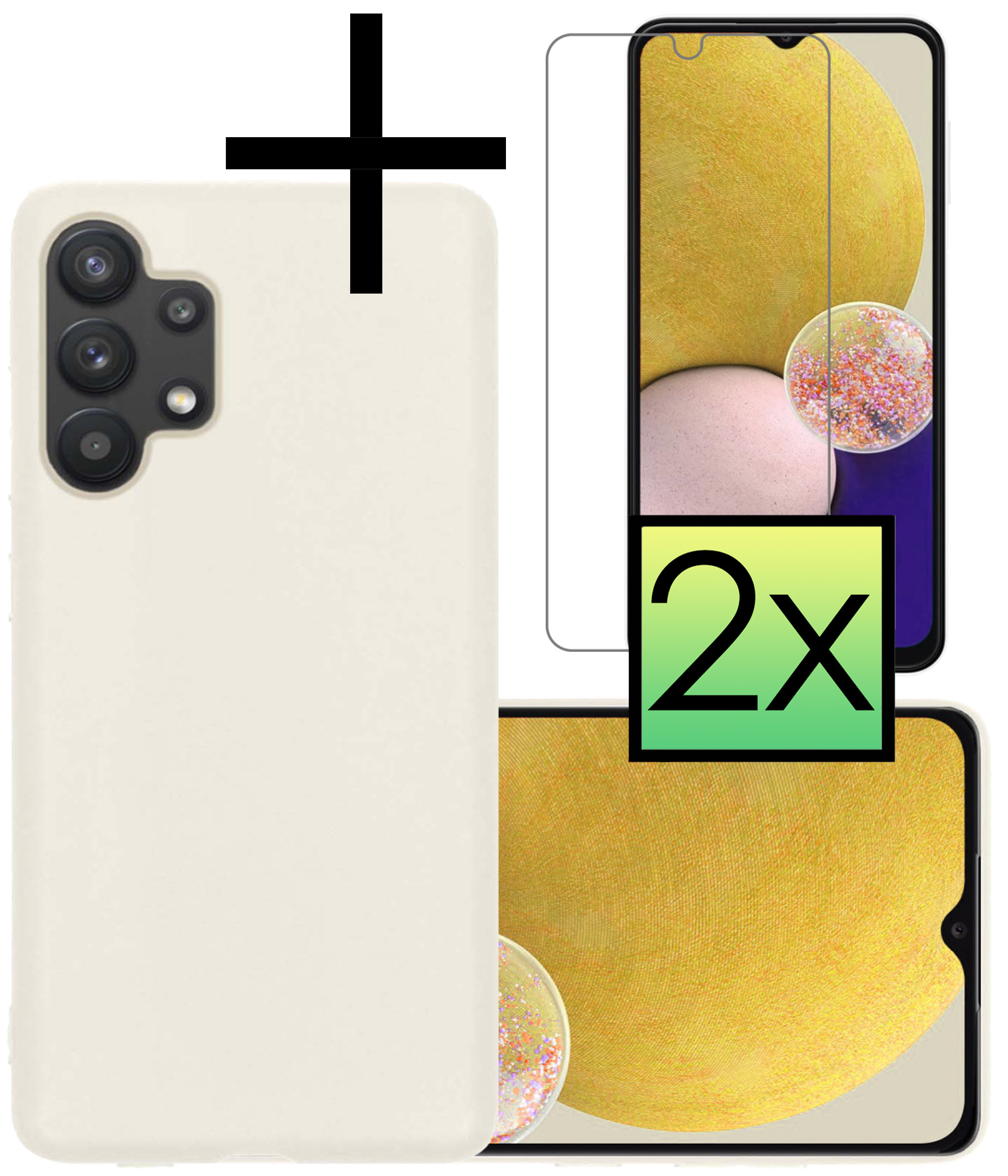 NoXx Hoes Geschikt voor Samsung A13 4G Hoesje Cover Siliconen Back Case Hoes Met 2x Screenprotector - Wit