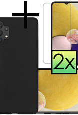 NoXx Hoes Geschikt voor Samsung A13 4G Hoesje Cover Siliconen Back Case Hoes Met 2x Screenprotector - Zwart