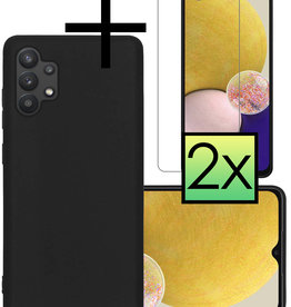 NoXx NoXx Samsung Galaxy A13 4G Hoesje Siliconen Met 2x Screenprotector - Zwart