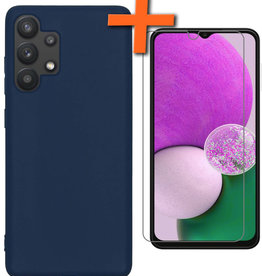 Nomfy Nomfy Samsung Galaxy A13 4G Hoesje Siliconen Met Screenprotector - Donkerblauw