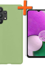 Nomfy Hoesje Geschikt voor Samsung A13 4G Hoesje Siliconen Cover Case Met Screenprotector - Hoes Geschikt voor Samsung Galaxy A13 4G Hoes Back Case - Groen