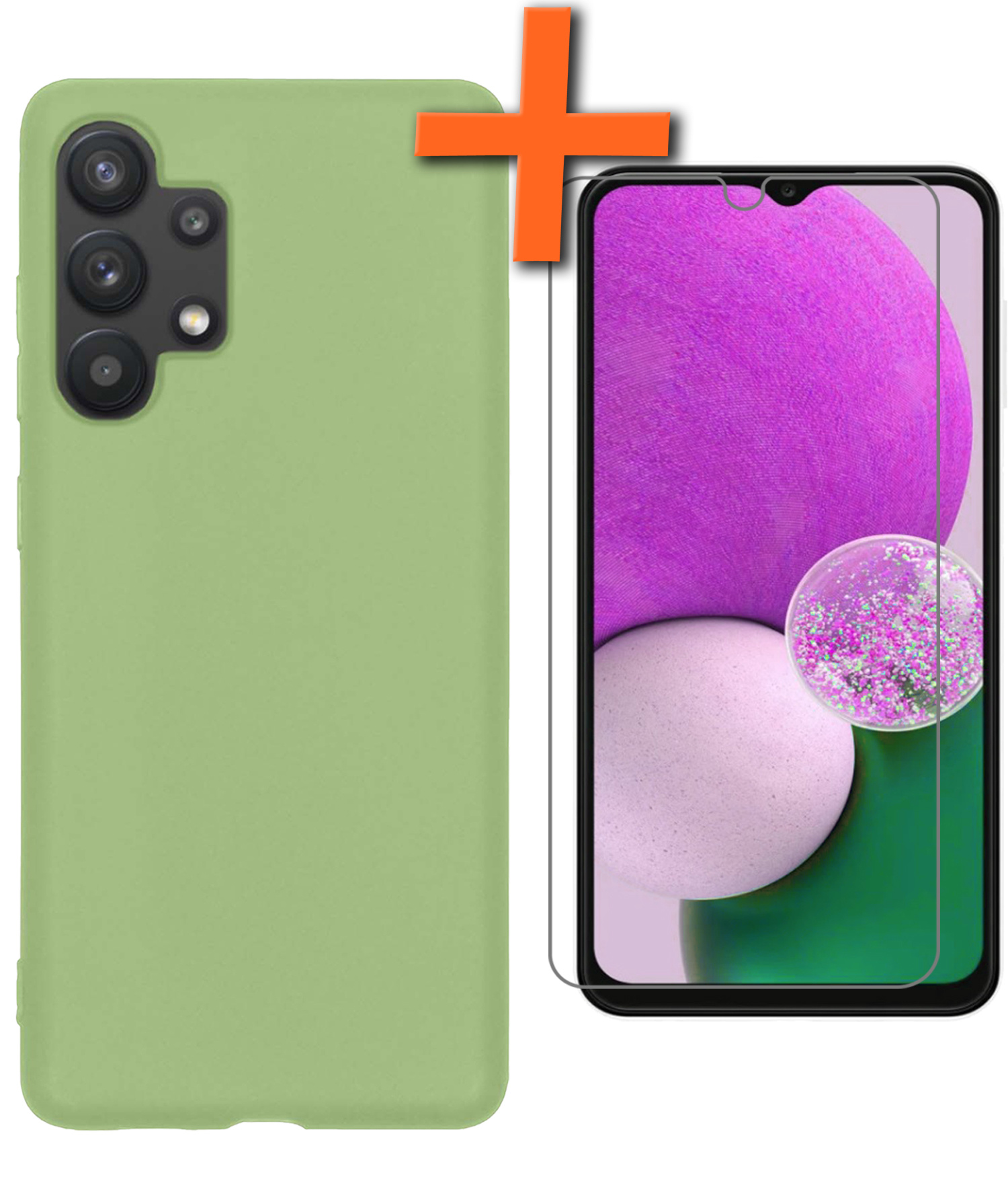 Nomfy Hoesje Geschikt voor Samsung A13 4G Hoesje Siliconen Cover Case Met Screenprotector - Hoes Geschikt voor Samsung Galaxy A13 4G Hoes Back Case - Groen
