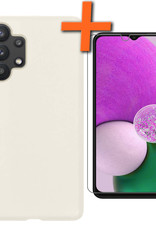Nomfy Hoesje Geschikt voor Samsung A13 4G Hoesje Siliconen Cover Case Met Screenprotector - Hoes Geschikt voor Samsung Galaxy A13 4G Hoes Back Case - Wit