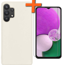 Nomfy Nomfy Samsung Galaxy A13 4G Hoesje Siliconen Met Screenprotector - Wit