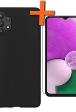 Nomfy Hoesje Geschikt voor Samsung A13 4G Hoesje Siliconen Cover Case Met Screenprotector - Hoes Geschikt voor Samsung Galaxy A13 4G Hoes Back Case - Zwart