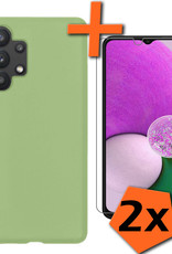 Nomfy Hoesje Geschikt voor Samsung A13 4G Hoesje Siliconen Cover Case Met 2x Screenprotector - Hoes Geschikt voor Samsung Galaxy A13 4G Hoes Back Case - Groen