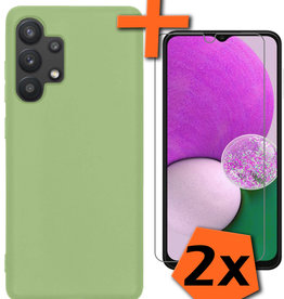Nomfy Nomfy Samsung Galaxy A13 4G Hoesje Siliconen Met 2x Screenprotector - Groen