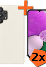 Nomfy Hoesje Geschikt voor Samsung A13 4G Hoesje Siliconen Cover Case Met 2x Screenprotector - Hoes Geschikt voor Samsung Galaxy A13 4G Hoes Back Case - Wit