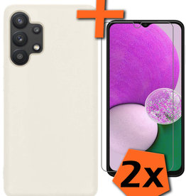 Nomfy Nomfy Samsung Galaxy A13 4G Hoesje Siliconen Met 2x Screenprotector - Wit
