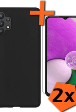 Nomfy Hoesje Geschikt voor Samsung A13 4G Hoesje Siliconen Cover Case Met 2x Screenprotector - Hoes Geschikt voor Samsung Galaxy A13 4G Hoes Back Case - Zwart