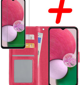 BASEY. BASEY. Samsung Galaxy A13 4G Hoesje Bookcase Donkerroze Met Screenprotector