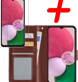BASEY. BASEY. Samsung Galaxy A13 4G Hoesje Bookcase Bruin Met Screenprotector