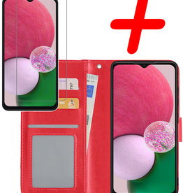BASEY. BASEY. Samsung Galaxy A13 4G Hoesje Bookcase Rood Met Screenprotector