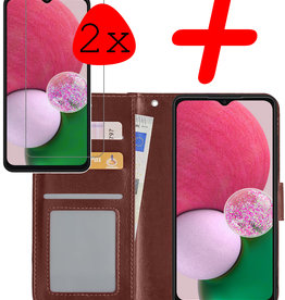 BASEY. BASEY. Samsung Galaxy A13 4G Hoesje Bookcase Bruin Met 2x Screenprotector
