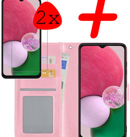 BASEY. BASEY. Samsung Galaxy A13 4G Hoesje Bookcase Lichtroze Met 2x Screenprotector