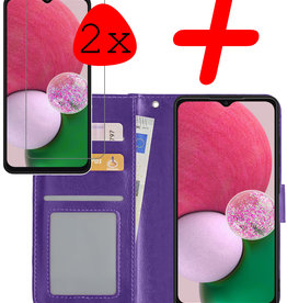 BASEY. BASEY. Samsung Galaxy A13 4G Hoesje Bookcase Paars Met 2x Screenprotector