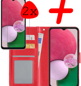 BASEY. BASEY. Samsung Galaxy A13 4G Hoesje Bookcase Rood Met 2x Screenprotector
