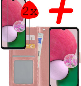 BASEY. BASEY. Samsung Galaxy A13 4G Hoesje Bookcase Rose Goud Met 2x Screenprotector