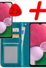 BASEY. Hoes Geschikt voor Samsung A13 4G Hoesje Bookcase Hoes Flip Case Book Cover Met 2x Screenprotector - Hoesje Geschikt voor Samsung Galaxy A13 4G Hoes Book Case Hoesje - Turquoise