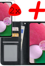 BASEY. Hoes Geschikt voor Samsung A13 4G Hoesje Bookcase Hoes Flip Case Book Cover Met 2x Screenprotector - Hoesje Geschikt voor Samsung Galaxy A13 4G Hoes Book Case Hoesje - Zwart