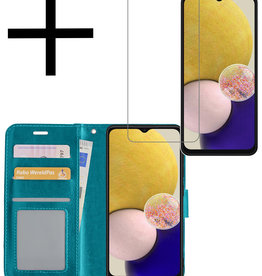 NoXx NoXx Samsung Galaxy A13 4G Hoesje Bookcase Turquoise Met Screenprotector