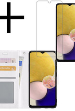 NoXx Hoes Geschikt voor Samsung A13 4G Hoesje Book Case Hoes Flip Cover Wallet Bookcase Met Screenprotector - Wit