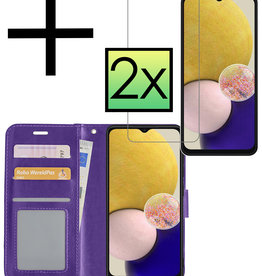 NoXx NoXx Samsung Galaxy A13 4G Hoesje Bookcase Paars Met 2x Screenprotector