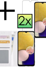 NoXx Hoes Geschikt voor Samsung A13 4G Hoesje Book Case Hoes Flip Cover Wallet Bookcase Met 2x Screenprotector - Wit
