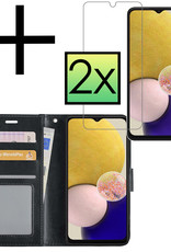 NoXx Hoes Geschikt voor Samsung A13 4G Hoesje Book Case Hoes Flip Cover Wallet Bookcase Met 2x Screenprotector - Zwart