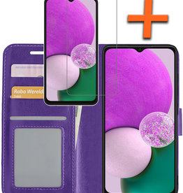 Nomfy Nomfy Samsung Galaxy A13 4G Hoesje Bookcase Paars Met Screenprotector