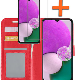 Nomfy Nomfy Samsung Galaxy A13 4G Hoesje Bookcase Rood Met Screenprotector