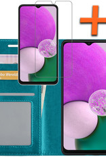 Nomfy Hoesje Geschikt voor Samsung A13 4G Hoes Bookcase Flipcase Book Cover Met Screenprotector - Hoes Geschikt voor Samsung Galaxy A13 4G Hoesje Book Case - Turquoise