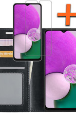 Nomfy Hoesje Geschikt voor Samsung A13 4G Hoes Bookcase Flipcase Book Cover Met Screenprotector - Hoes Geschikt voor Samsung Galaxy A13 4G Hoesje Book Case - Zwart