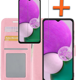 Nomfy Nomfy Samsung Galaxy A13 4G Hoesje Bookcase Lichtroze Met 2x Screenprotector
