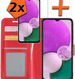 Nomfy Nomfy Samsung Galaxy A13 4G Hoesje Bookcase Rood Met 2x Screenprotector