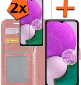 Nomfy Nomfy Samsung Galaxy A13 4G Hoesje Bookcase Rose Goud Met 2x Screenprotector