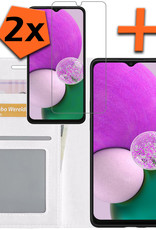 Nomfy Hoesje Geschikt voor Samsung A13 4G Hoes Bookcase Flipcase Book Cover Met 2x Screenprotector - Hoes Geschikt voor Samsung Galaxy A13 4G Hoesje Book Case - Wit