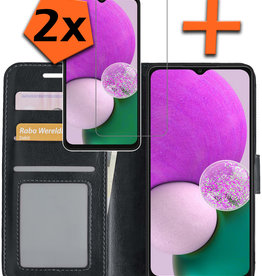 Nomfy Samsung Galaxy A13 4G Hoesje Bookcase Zwart Met 2x Screenprotector