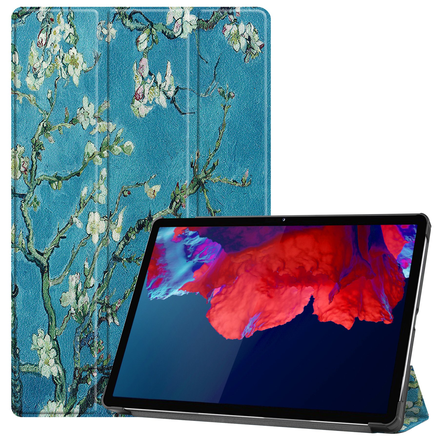 BASEY. Hoesje Geschikt voor Lenovo Tab P11 Plus Hoes Case Tablet Hoesje Tri-fold - Hoes Geschikt voor Lenovo Tab P11 Plus Hoesje Hard Cover Bookcase Hoes - Bloesem