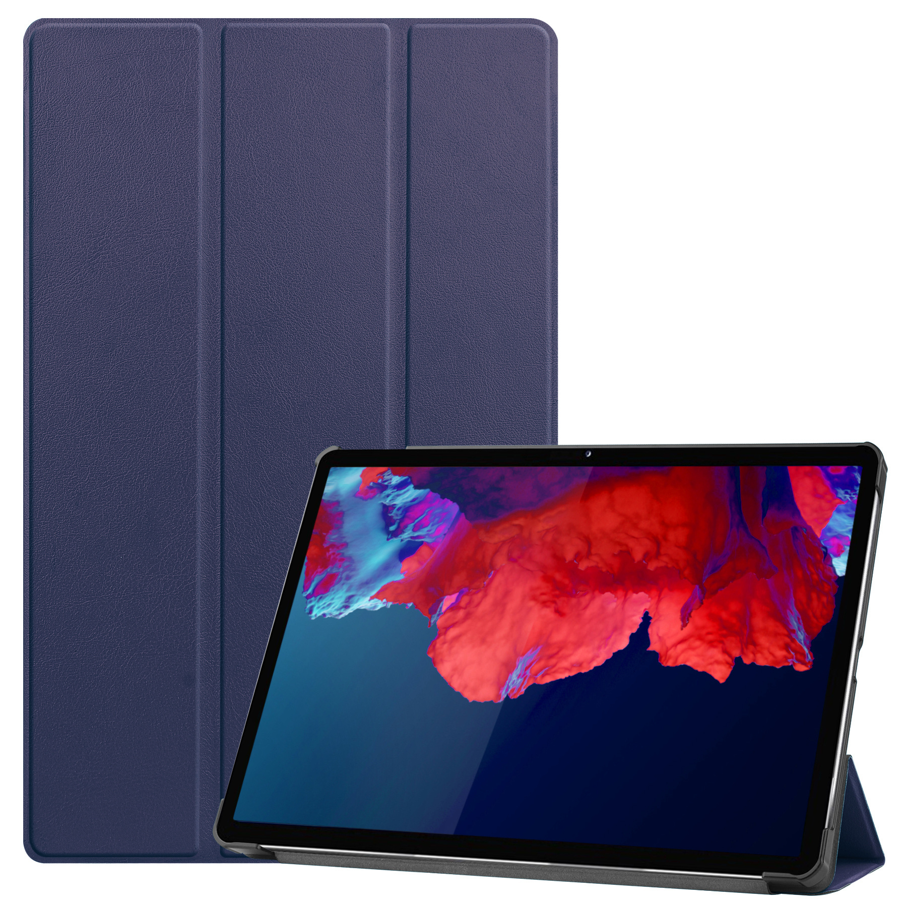 BASEY. Hoesje Geschikt voor Lenovo Tab P11 Plus Hoes Case Tablet Hoesje Tri-fold - Hoes Geschikt voor Lenovo Tab P11 Plus Hoesje Hard Cover Bookcase Hoes - Donkerblauw